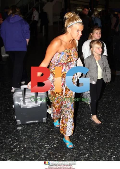 Kerry Katona with family at Gatwick Airport