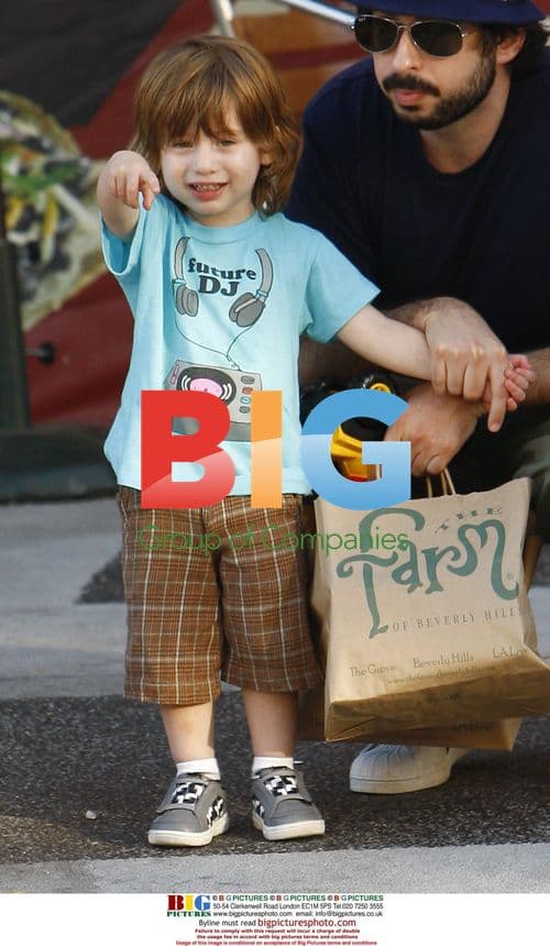 Jordan Bratman and son Max shopping in Beverly Hills