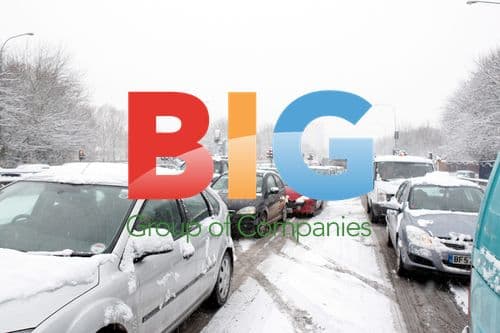 Snow Causes Traffic Standstill in Birmingham, UK