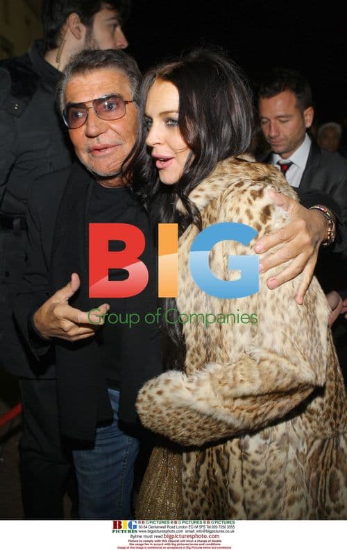 Lindsay Lohan and Roberto Cavalli at Milan Fashion Week