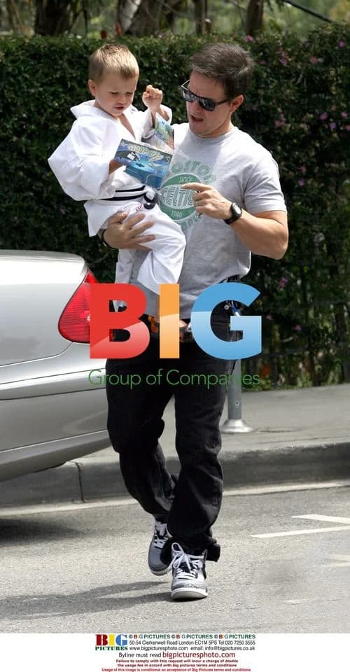 Mark Wahlberg and son Brendan at toy shop