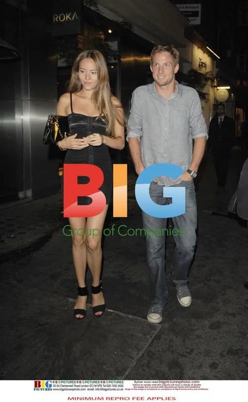 Jenson Button and Jessica Michibata Leaving Restaurant
