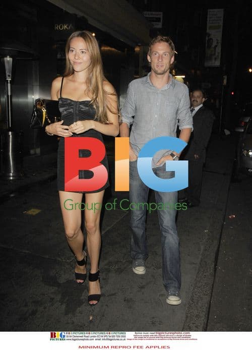 Jenson Button and Jessica Michibata Leaving Restaurant