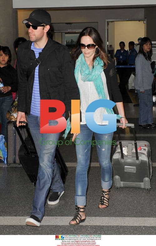 Newlyweds Emily Blunt and John Krainski at LAX