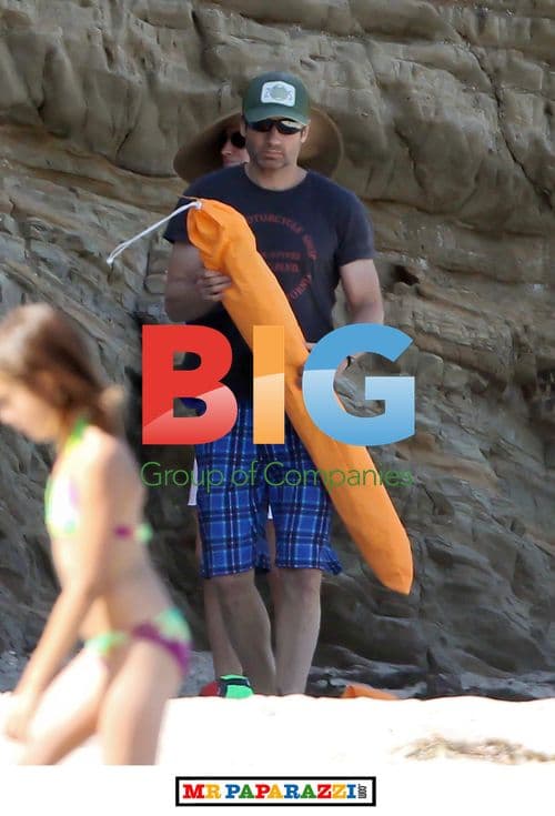 David Duchovny and Family on Malibu Beach