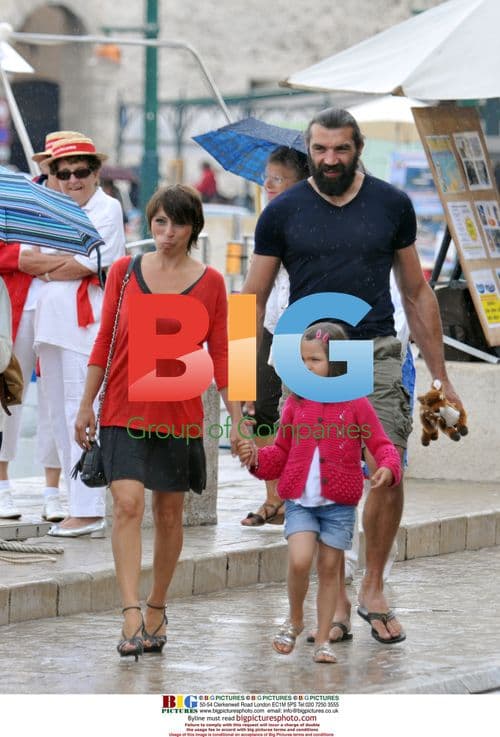 Rugbyman Sebastien Chabal with family in Saint Tropez