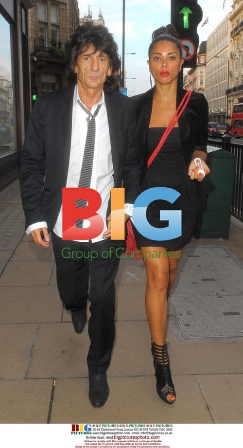 Ronnie Wood and Ana Araujo outside Marlborough Gallery