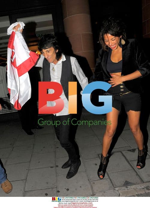 Ronnie Wood and Ana Araujo Leaving Restaurant