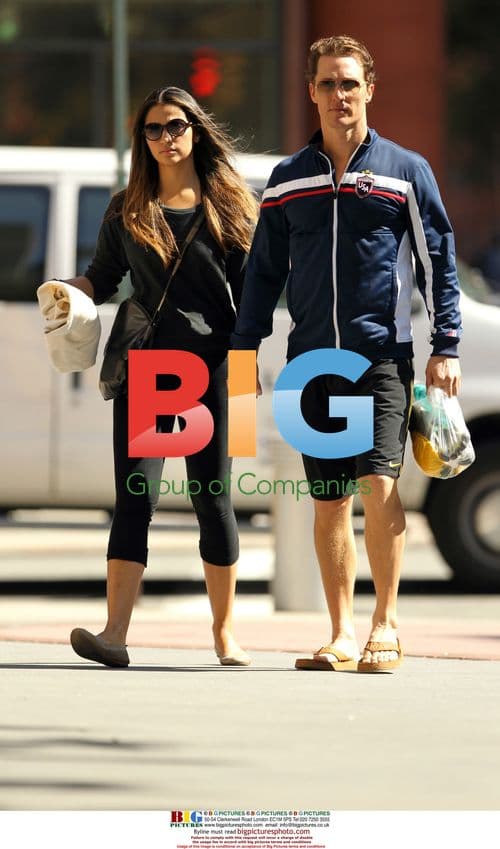 Matthew McConaughey and Camilla Alves Leaving Gym