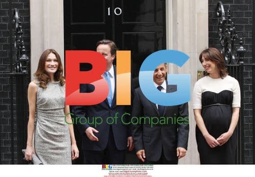 Carla Bruni, David Cameron, Nicolas Sarkozy, Samantha Cameron at Downing St