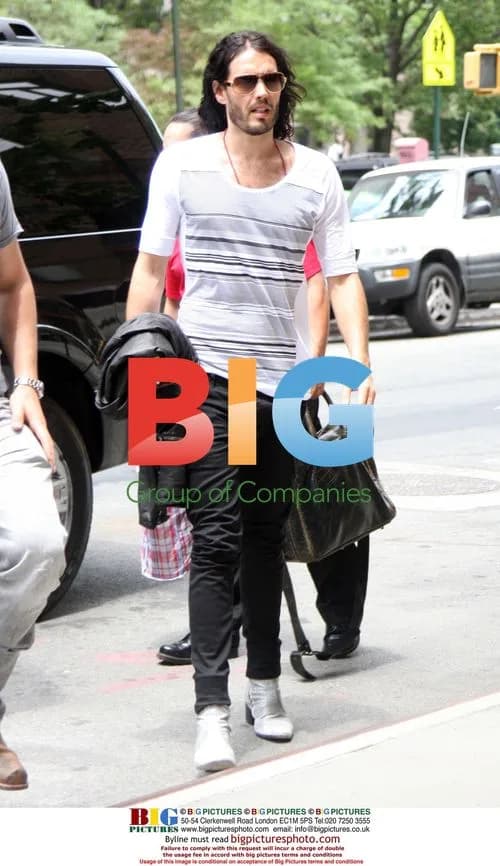 Russell Brand Arrives at Hotel in NYC