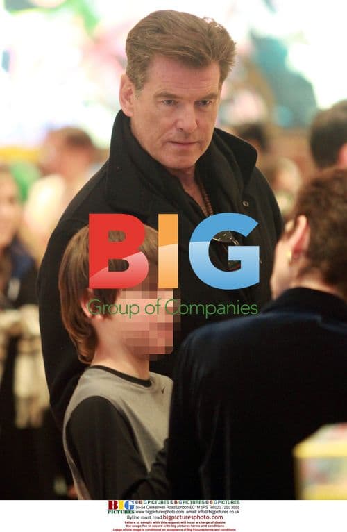 Pierce Brosnan and son at FAO Schwarz