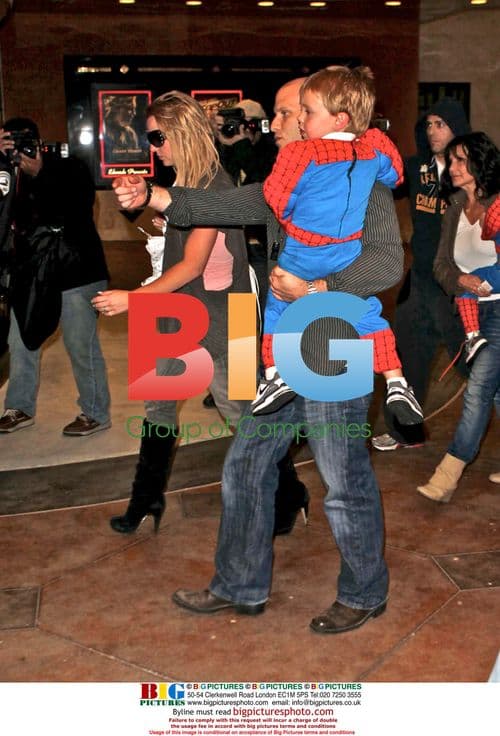 Britney Spears with Sons in Spiderman Costumes