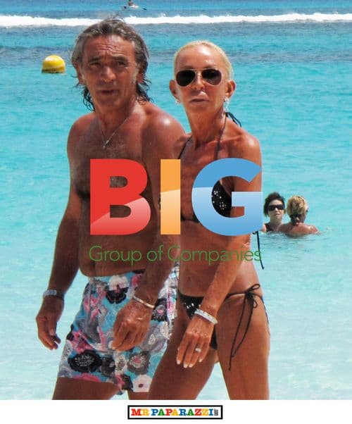 Donatella Versace in Bikini on Caribbean Beach