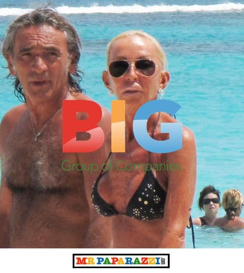 Donatella Versace in Bikini on Caribbean Beach