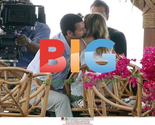 Jennifer Aniston and Adam Sandler on "Just Go With It" set