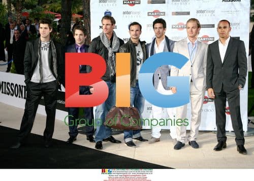 Nico Rosberg and Lewis Hamilton at Amber Fashion Show