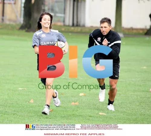 Gavin Henson and Katya Virshilas practice rugby
