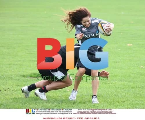 Gavin Henson and Katya Virshilas Practice Rugby Tackles