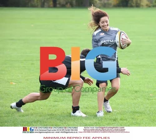 Gavin Henson and Katya Virshilas practice rugby