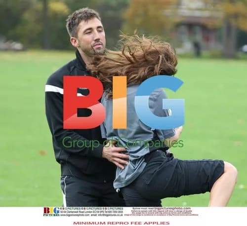 Gavin Henson and Katya Virshilas practice rugby