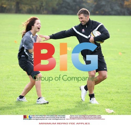 Gavin Henson and Katya Virshilas Practice Rugby Tackles