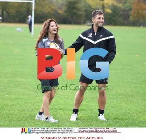 Gavin Henson and Katya Virshilas Practice Rugby Tackles