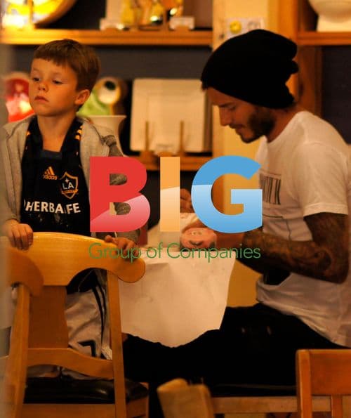 David Beckham with Son at Color Me Mine