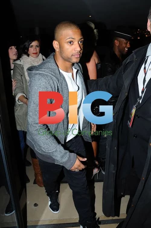 Oritse Williams of JLS leaving Mayfair Hotel
