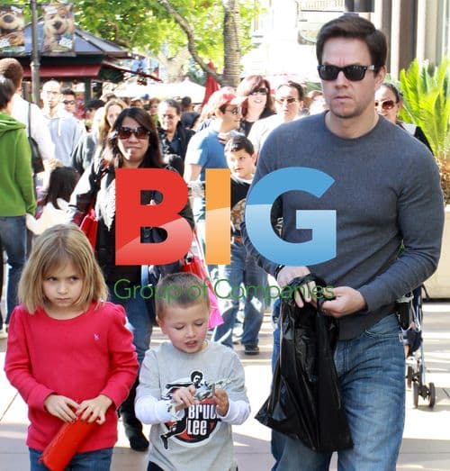 Mark Wahlberg at The Grove with kids