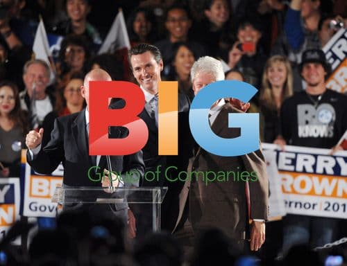 Jerry Brown, Gavin Newsom, Bill Clinton at UCLA rally