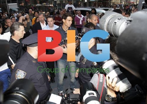 Rafael Nadal with family in Times Square