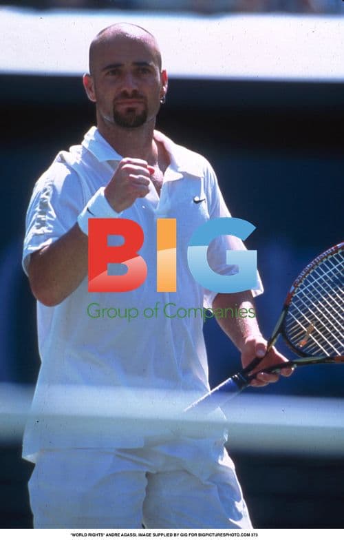 Andre Agassi on Tennis Court