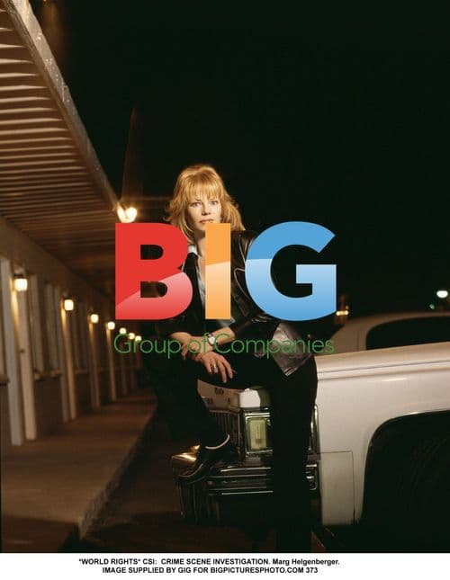 Marg Helgenberger on CSI Set
