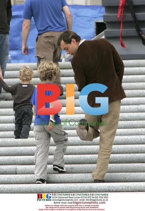 Jude Law reunites with children on film set