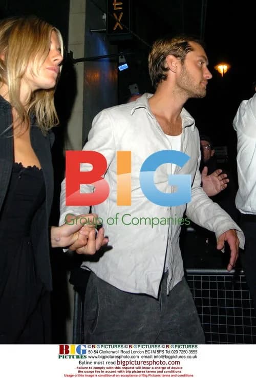 Jude Law and Sienna Miller leave "The Jacket" screening