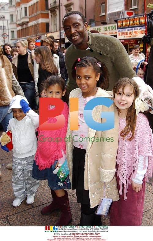 Linford Christie and kids at 'Spongebob' premiere
