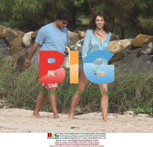 Elizabeth Hurley on Holiday Shooting Swimwear Line