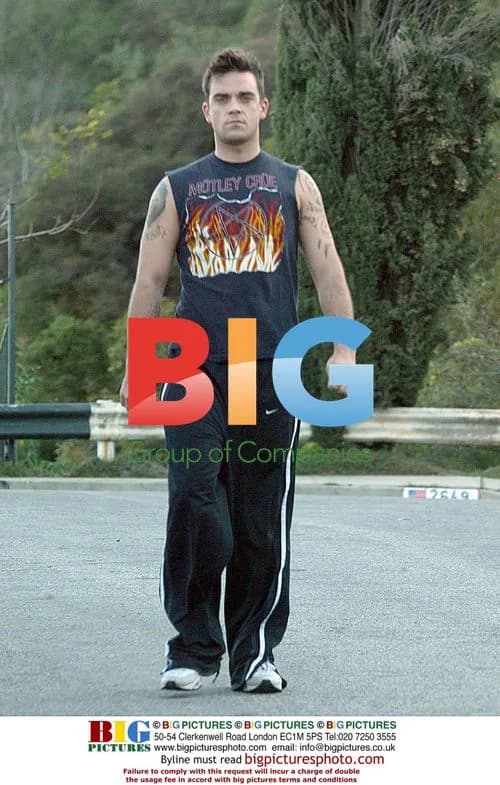 Robbie Williams takes a walk in Runyon Canyon