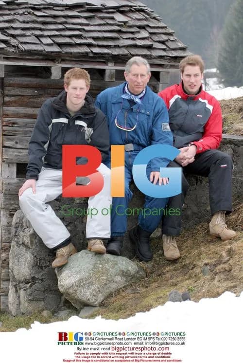 Prince Charles with sons William and Harry in Klosters