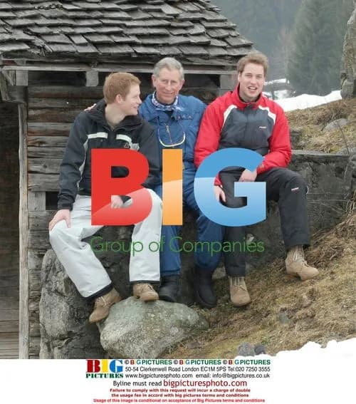 Prince Charles and sons pose for photographers in Klosters